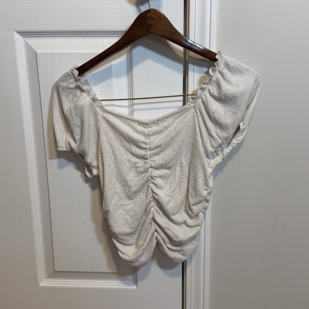 Altar'd State Cream Ruched Crop Top - Picture 3 of 4
